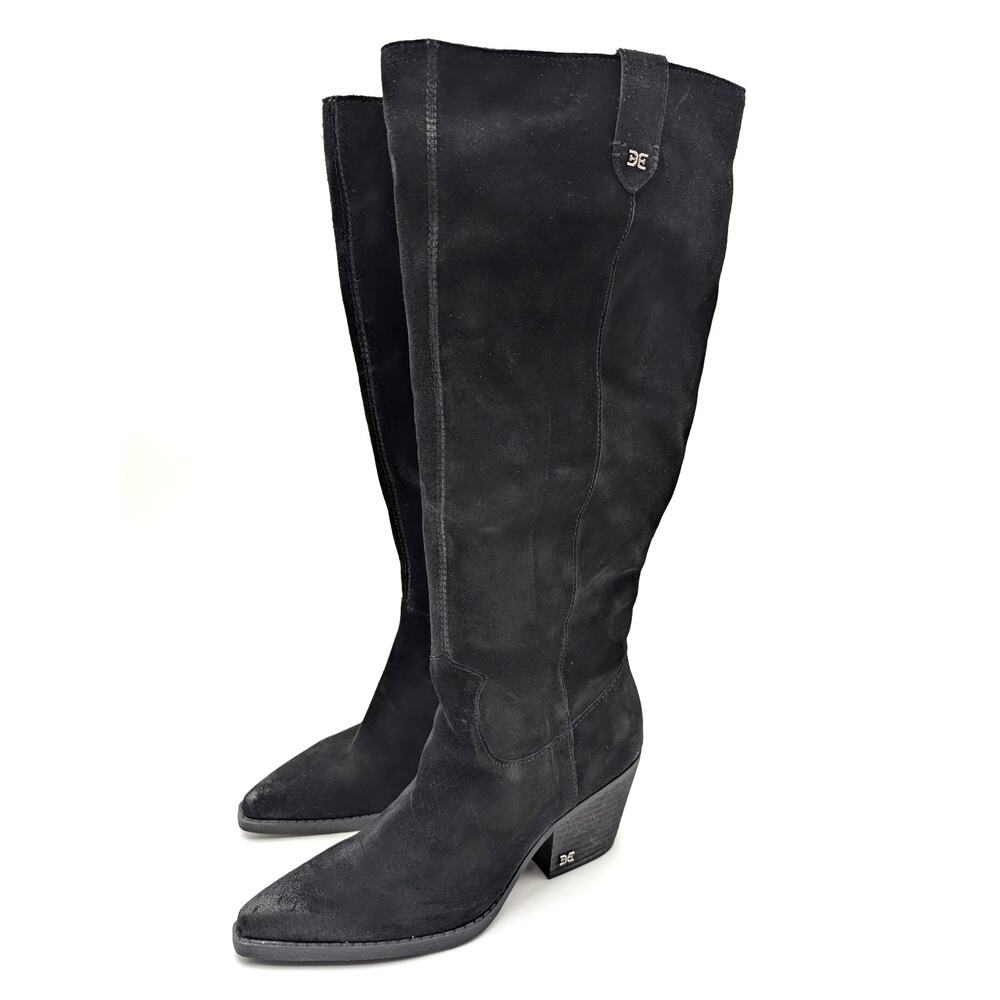 Sam Edelman Woods Knee High Boots Side Zip Women's Black Size US6M Wide Calf